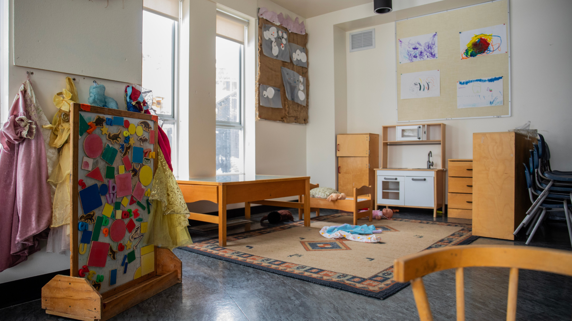 One of the many child-learning focused rooms in the Langara Childcare Centre