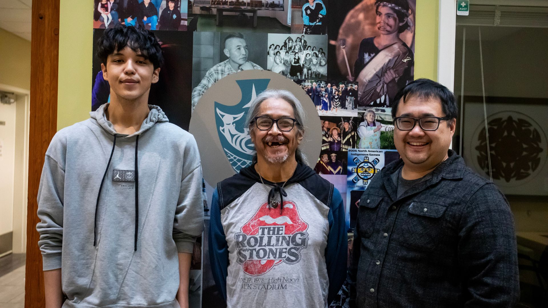 Leonard "Yogi" Robinson, a Musqueam Elder, with his grandchildren