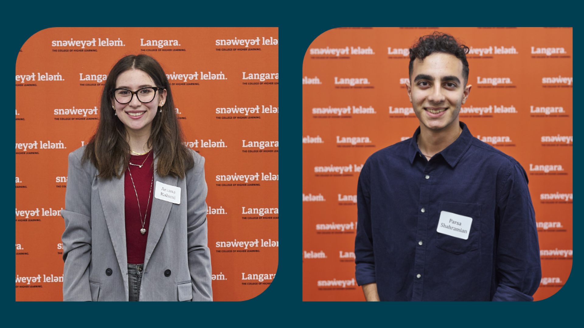 A side by side of scholarship recipients Parsa Shahramian and Ariana Rahimi.