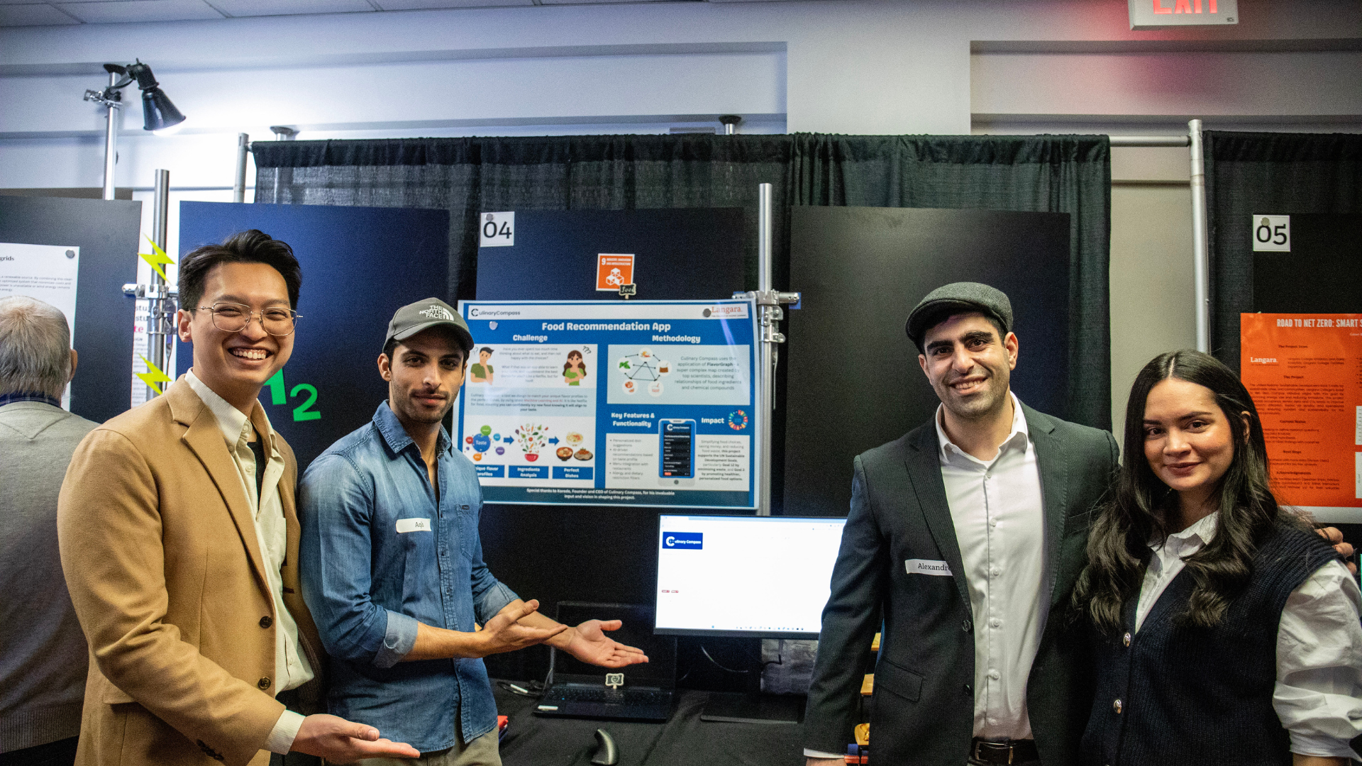 Student researchers Ethan Tang, Trung Le, and Maria Paula Natagaima and aculty member Stephanie Cheung.