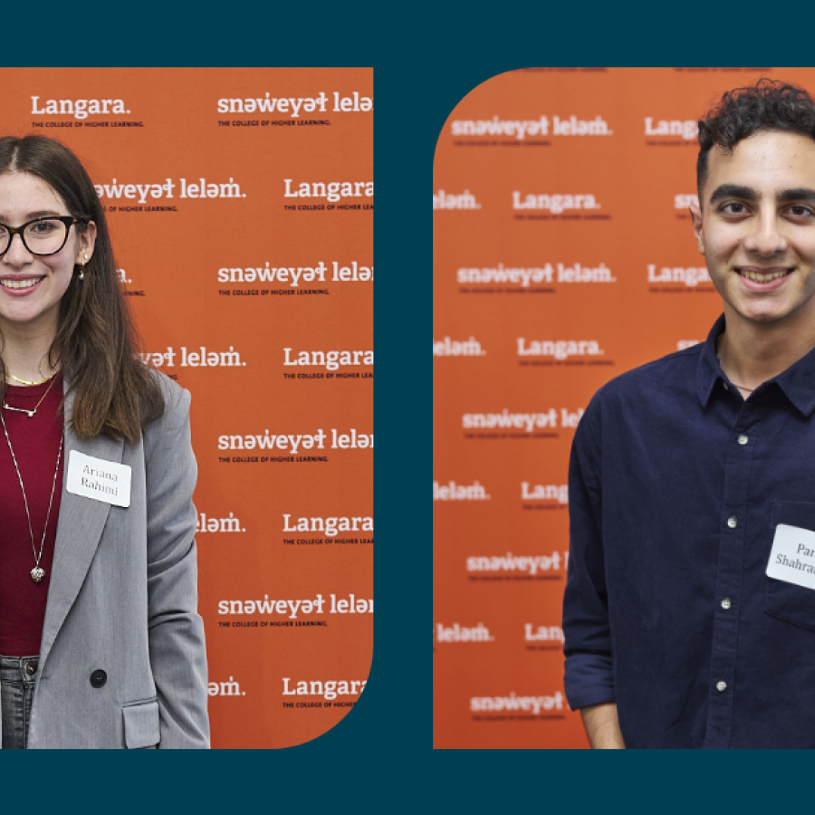 A side by side of scholarship recipients Parsa Shahramian and Ariana Rahimi.