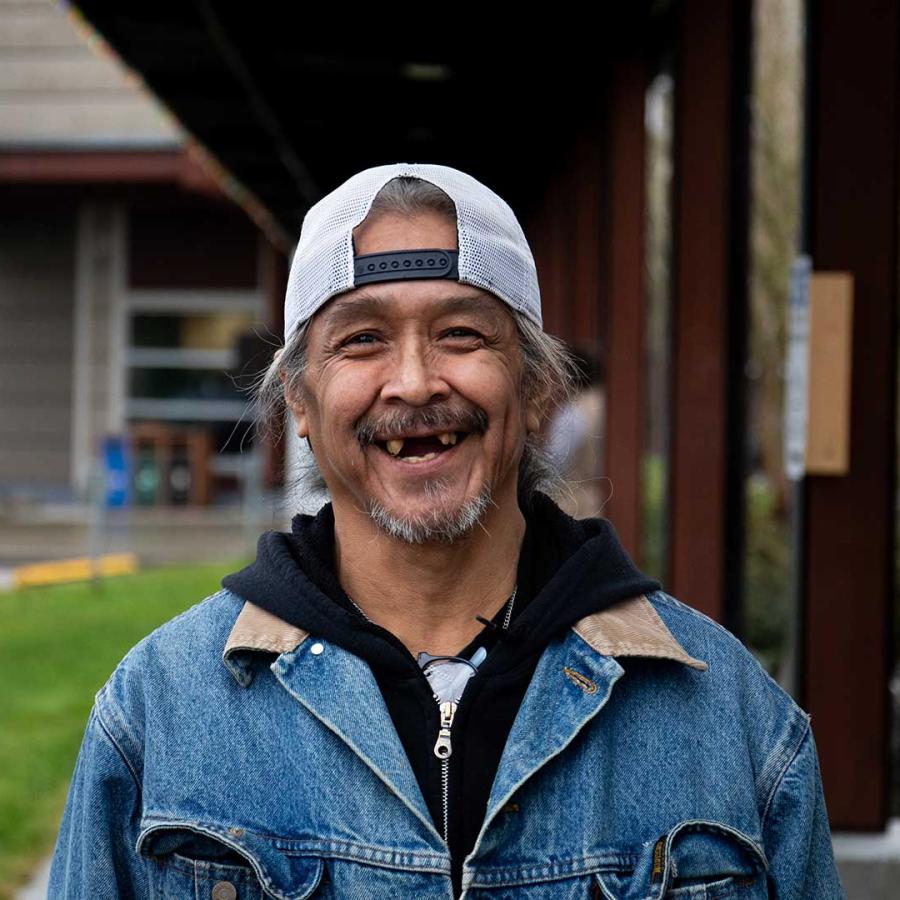 Leonard "Yogi" Robinson, a Musqueam Elder, smiling after earning his Dogwood Diploma