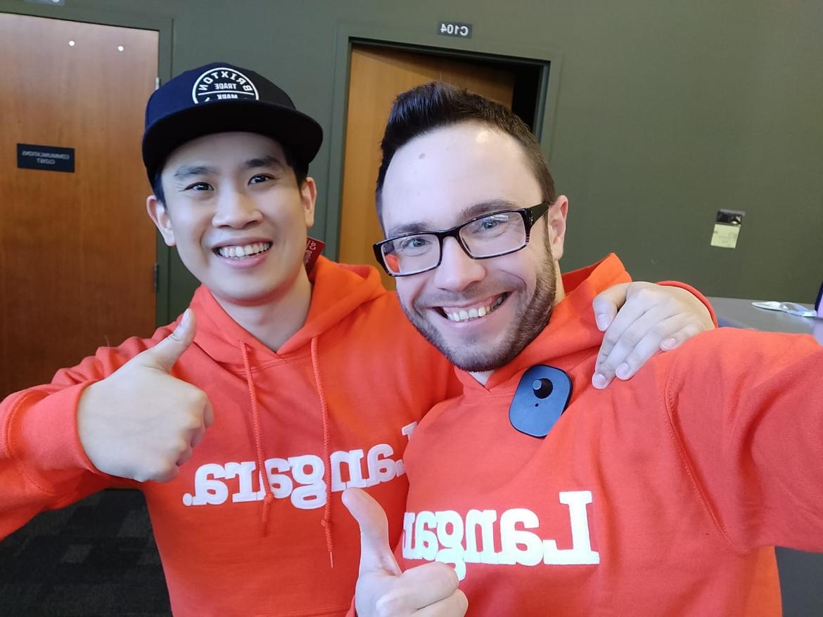 Anton Lobashkov posing with a fellow RMT student.