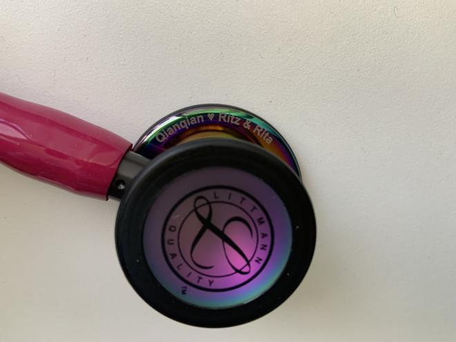 QianQian Chen's stethoscope which honours her daughters.