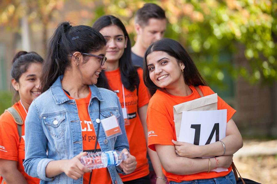 International students at an orientation event 