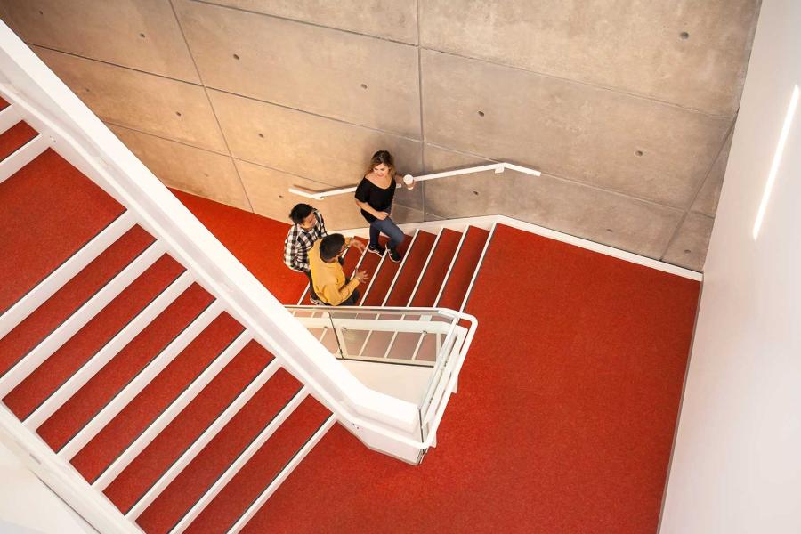 Students going up the stairs 